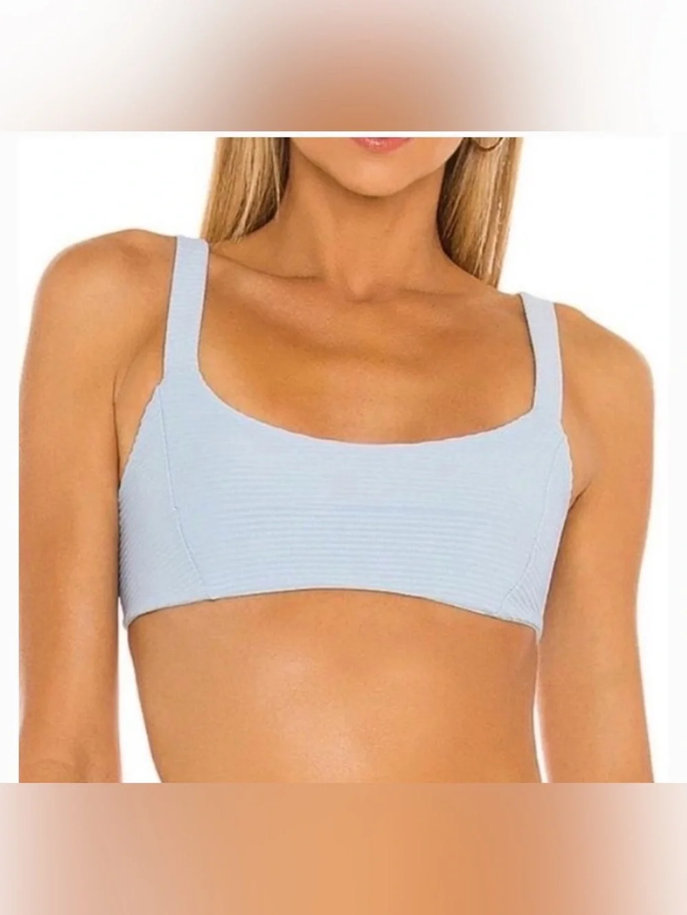 L*Space For Anthropology Jess Ribbed Bikini Top Light Blue Size XS NWT Swim